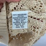 Talbots Sweater Women Petite M Crochet Knit Beige Cotton Cottage Retro Coastal Photo 4
