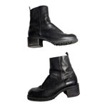 Vtg Y2K Nine West Black Leather Chunky Block Heel Inner Zip Ankle Boots Sz 6 Photo 1