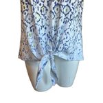 Chico's Chico’s Patterned Knit Top Tie Waist White Blue Yellow 2 L Large Photo 2