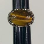 Sterling Silver 925 Stylish Tiger Eye Statement Ring, Ornate Band, Size 5 1/2 Photo 3
