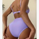 UNBRANDED Lilac 2 Piece Ruched High Waisted Push Up Spaghetti Strap Bikini Swimsuit Purple Photo 1
