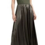 Isaac Mizrahi NWT green slip satin midi skirt dress size M Photo 0