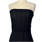 Emporio Armani Strapless Silk Black Midi Dress Textured Mesh Flowy Size Large Photo 4
