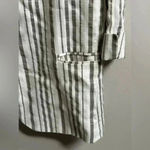 Lavender Brown White & Grey Striped Linen Lightweight Blazer Jacket | Size S Photo 3