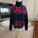 LA FEE MARABOUTEE Sz Sm Women's Blue Sweater With Red/Coral Photo 8