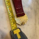 Alexis Kirk Snakeskin Leather Belt Gold Ornate Buckle Red Adjustable Size Photo 3