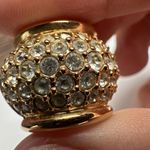 Swavorski Swarovski Crystal Clear Gold Tone Pierced Earrings (Swan Marked) Missing Stones Photo 5