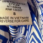 Lumiere Women’s Sleeveless Shell Blouse Royal Blue & White Plunging V Photo 3