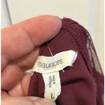 Maurice's Burgundy Maroon Floral Net Mesh Lace Lined Blouse Top Size Large Photo 8