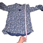 1. State  Womens Blue Floral Smocked Cuffs Pullover Long‎ Sleeve V Neck Top XS Photo 6