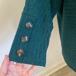 Parallel Skies Ribbed Knit Boat Neck 3/4 Sleeve Top Large Button Y2K Soft Layers Green Photo 2
