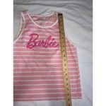 Barbie Tank Top Size Large Juniors Pink White Stripe Graphic Cotton Sleeveless Photo 4
