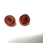 Orange paper swirl post earrings Photo 3