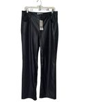 ZARA  Black Faux Leather 90’s Wide Leg Moto Pants Size 14 NWT Photo 2