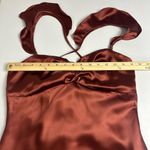 Lulus Exuberant Luxury Rust Classic Satin Ruffled Lace-Up Maxi Dress Size L NWT Photo 7