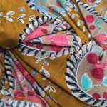 Paisley Grace  Women's Yellow Paisley Blouse Tunic Size XXXL Pink Ruffle Sleeve Photo 3