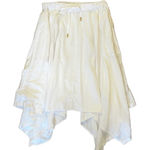 Donna Karan  New York DKNY White Linen Asymmetrical Hem Midi Skirt Medium Photo 0