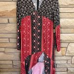 Somedays Lovin SOMEDAYS LOVING Burn in Love Black and Red Print Bell Sleeve Midi Dress Medium Photo 8