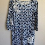 Lilly Pulitzer Blue White Pima Cotton Mermaid Tail Shift Dress Womens S Beach Photo 0