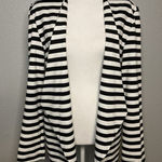 Serra Women’s Blazer L Black White Striped Open Front Pockets NWT New Lagenlook Photo 0