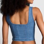 PINK - Victoria's Secret NWOT PINK Victoria’s Secret Denim Blue Corset Bralette Crop Top Size Small Photo 1