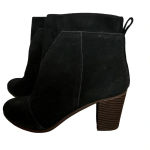 Toms  Lunata pieced suede black boot block heel women's side zip up ankle bootie Photo 5