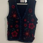 Erika Vintage Ramie Cotton Blend Crochet Floral Button Front Vest Cottagecore Photo 0