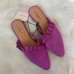 Serra Faux Suede Fuchsia Pointed Toe Ruffle Slip On Mules Photo 0