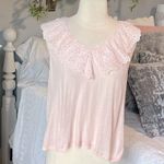 Altar'd State Ruffle Eyelet Collar Peach Pastel Flowy Top Photo 4