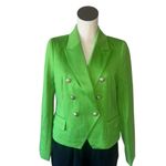 Jules & Leopold NWT  Vibrant Green Double-Breasted Blazer Embellished Button M Photo 2