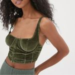 Urban Outfitters  Olive Green Velvet Corset Crop Top Photo 0