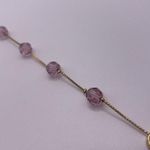 Swavorski Women’s Signed Swarovski Costume Bracelet Crystal Beaded Pink / Gold Tone Photo 3