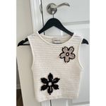 Industry Knit Floral Vest Sleeveless Top in Honest Ivory/Black Sand Size Small White Photo 1