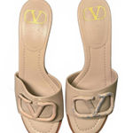 Valentino Women's Nude Leather Heeled Sandals, Size 36 Gold Photo 0