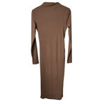 Cider  Body Con Dress Womens Size M Brown Ribbed Round Neck Long Sleeve Midi NEW Photo 10