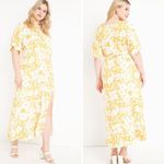 Eloquii NEW yellow floral Dolman Sleeve Maxi Dress with Slit,20 Photo 1