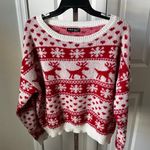 SheIn Women's Crew Neck Christmas Sweater M Red White Photo 0