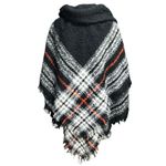 Black poncho with white and ted plaid design. Not a hoodie but a high collar! Size undefined Photo 3