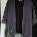H&M Divided Gray Sheer Open Front Jacket/Cardigan Lace Trim 3/4Sleeve Size 4 Photo 0