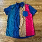 Colorblock Short Sleeve Button Photo 0