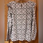 Loft Medallion Print Ruffle Shoulder Bubble Hem Long Sleeve Blouse Top Size XL Photo 11