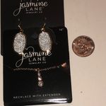 Jasmine  Lane Gold Tone Dainty Necklace and Silver Faux Druzy Earrings Photo 2
