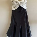 Jessica McClintock Gunne Sax Black White Polka Dot Twist Tulle Strapless Dress 3 Photo 0