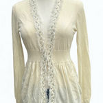 Rebecca Taylor Wool Blend Braided Trim Frizz Collar Cardigan Sweater S Photo 0