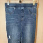 Spanx Distressed Ankle Skinny Jeans Raw Hem Slimming Medium Wash Size Medium Photo 2