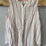 C&C California C & C California Linen Tank Top Red Ivory Striped Sleeveless Button Up Medium Photo 0
