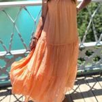ZARA Voluminous Tiered Maxi Dress Peach Size Medium Photo 2