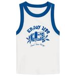 Old Navy New Blue and White Fisherman Aesthetic Graphic Tank Top coastal ontrend Photo 4