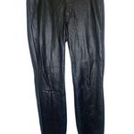 ZARA  Black Faux Leather Skinny Pants Sz Sm Ankle Zip Pockets Polyester Women’s Photo 0