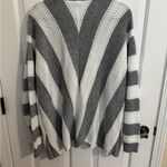 Long Sleeve V Neck Chevron Sweater Gray/White Rib Trim Plus 2X Gray Photo 6